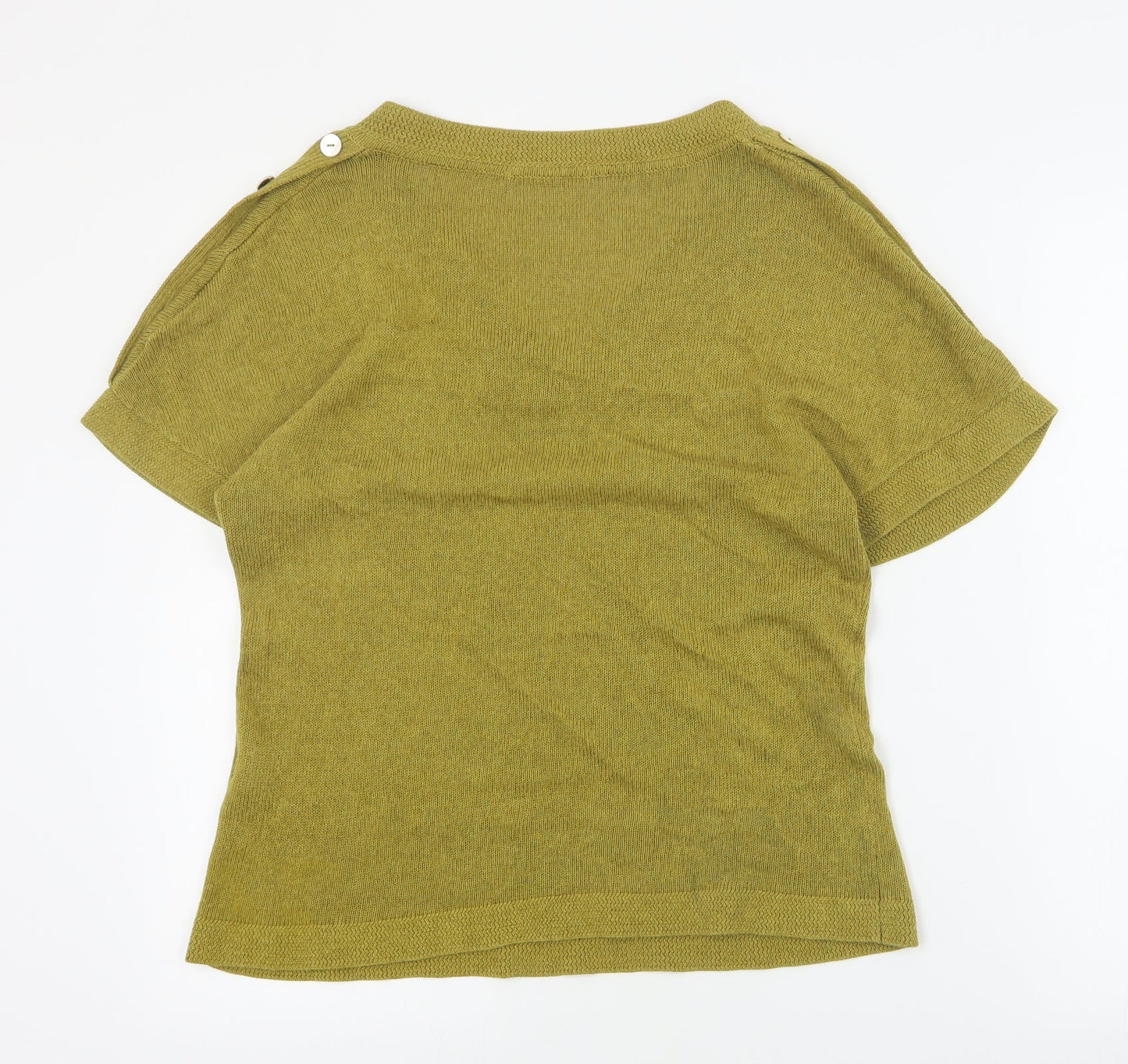 Preworn Womens Green  Viscose Basic T-Shirt Size L V-Neck
