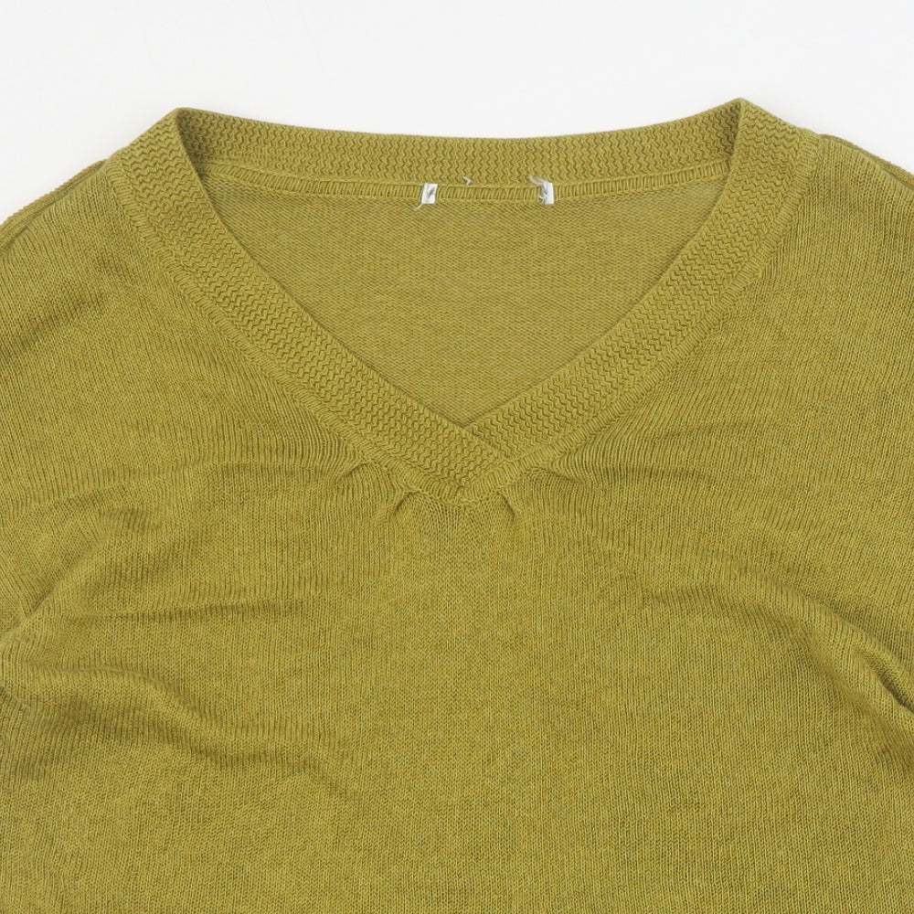 Preworn Womens Green  Viscose Basic T-Shirt Size L V-Neck