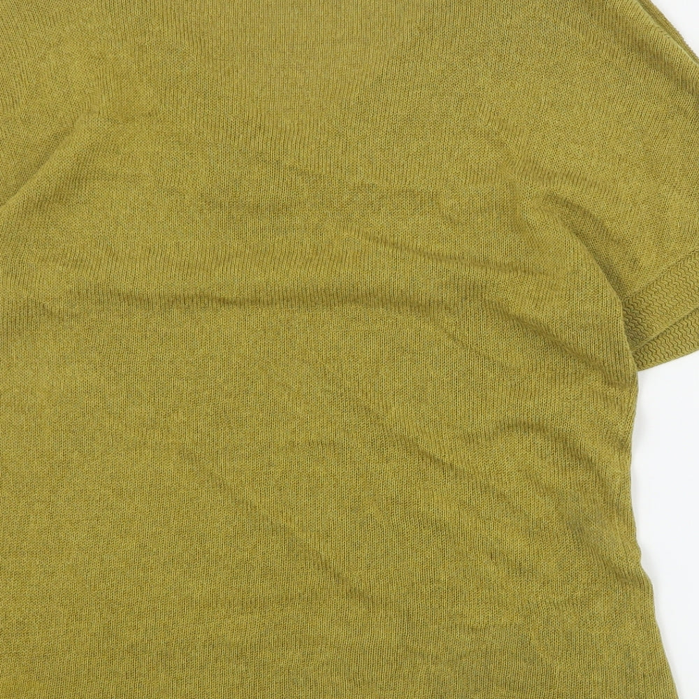 Preworn Womens Green  Viscose Basic T-Shirt Size L V-Neck