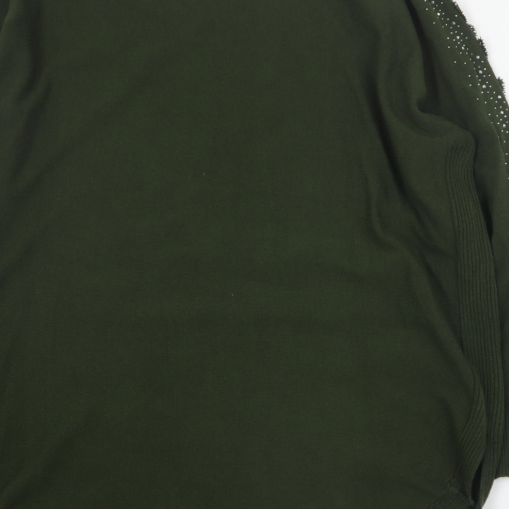 Preworn Womens Green Round Neck  Viscose Pullover Jumper Size S