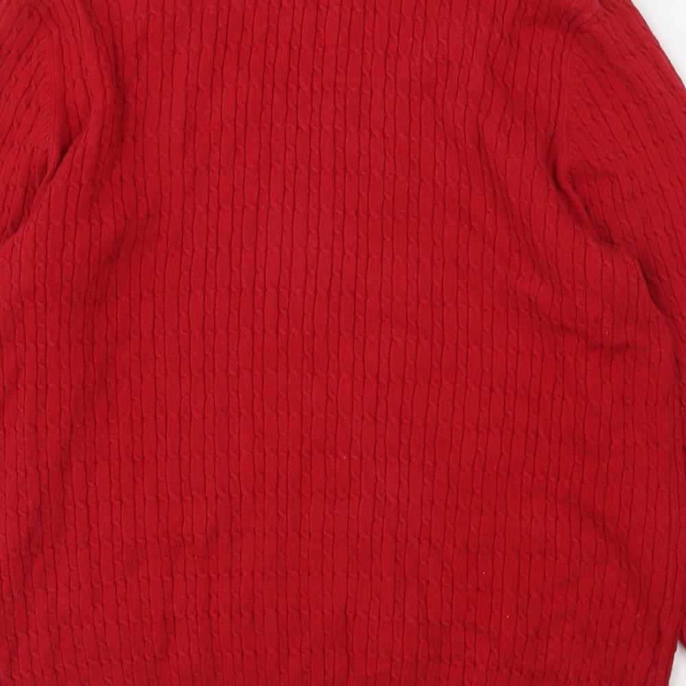 CC Womens Red V-Neck  Cotton Pullover Jumper Size L