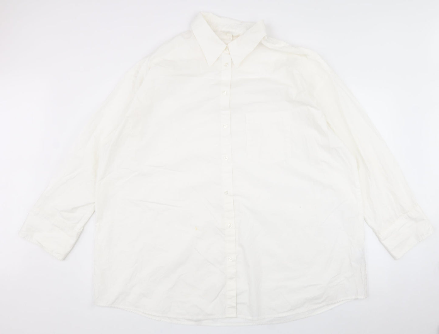 h&m  Mens White  Cotton  Button-Up Size XL Collared