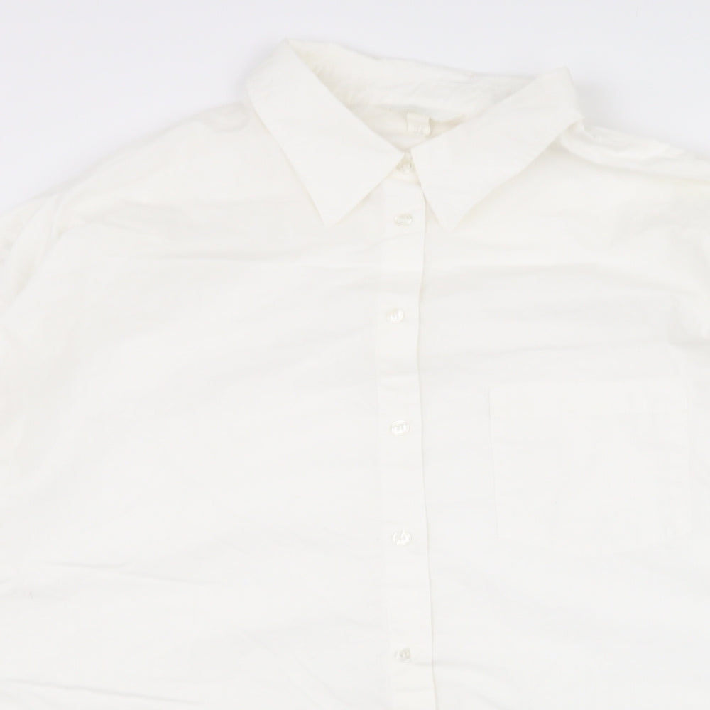 h&m  Mens White  Cotton  Button-Up Size XL Collared
