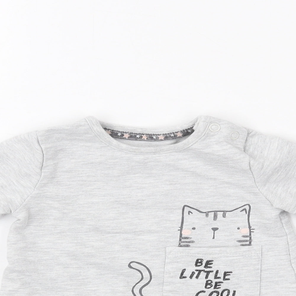 F&F  Grey  Cotton Pullover Polo Size 0-3 Months Round Neck