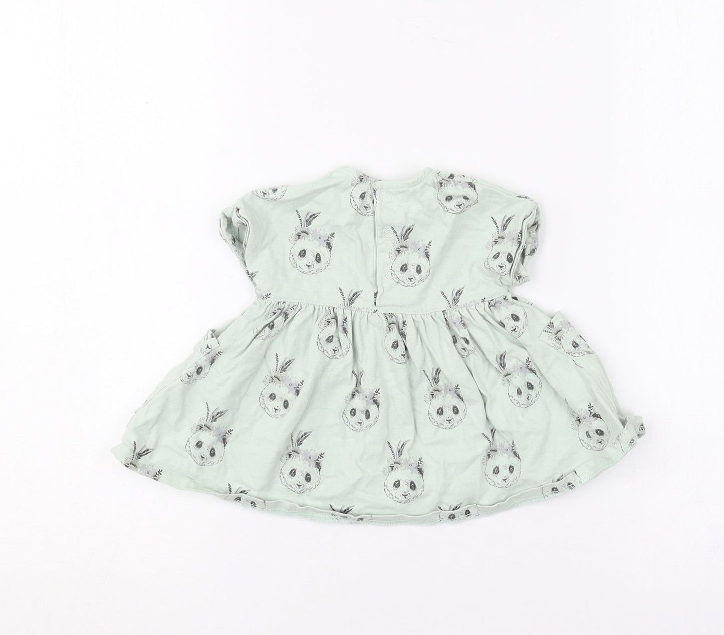 mamas & papas Baby Green Geometric Cotton Skater Dress  Size 0-3 Months  Round Neck