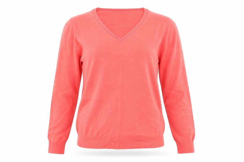 Dunnes Womens Pink V-Neck  Cotton Pullover Jumper Size L
