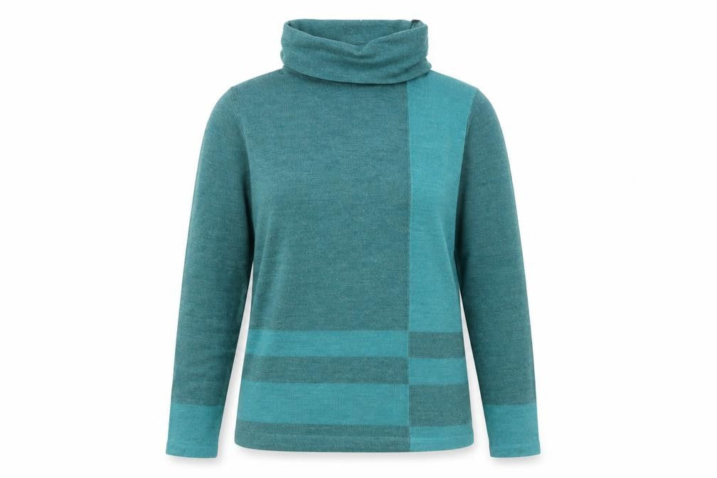 Casamia Womens Green Roll Neck Striped Acrylic Pullover Jumper Size S