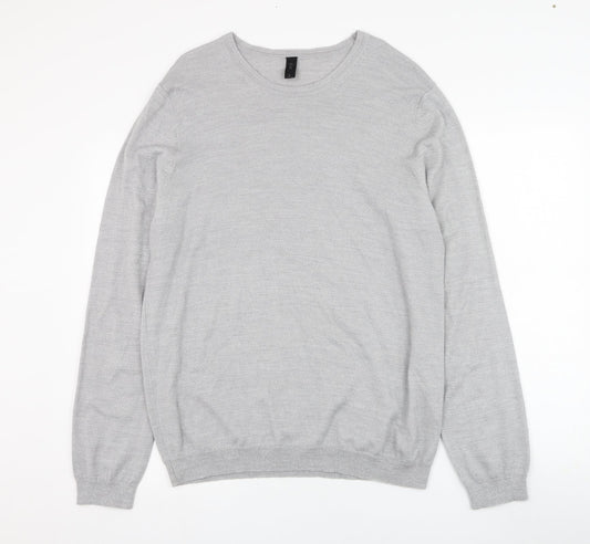 Lipsy Mens Grey Round Neck  Acrylic Pullover Jumper Size XL