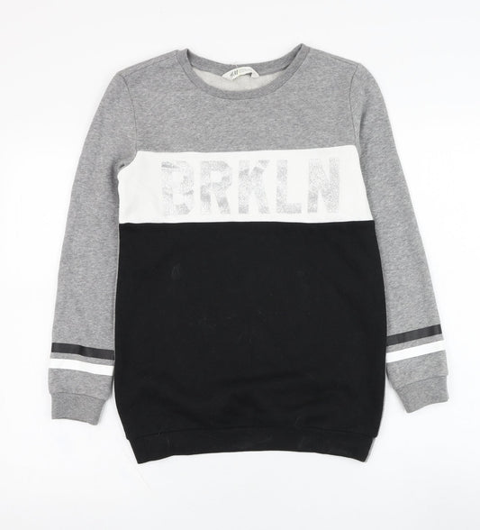 H&M Girls Grey  Cotton Pullover Sweatshirt Size 11-12 Years  Pullover - BRKLYN