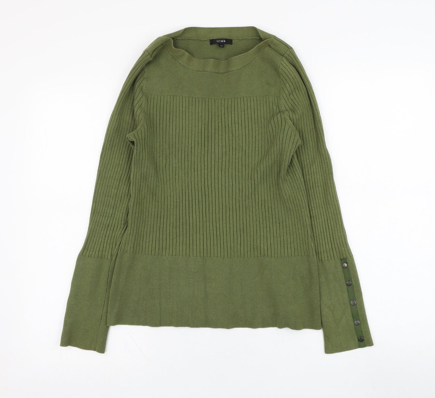Linea Womens Green Round Neck  Viscose Pullover Jumper Size M