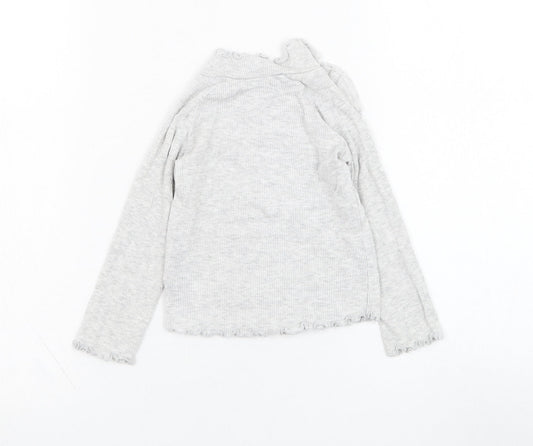 Very Girls Grey  Cotton Basic T-Shirt Size 18-24 Months Round Neck Pullover - Lettuce hem