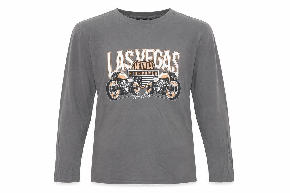 Nasty Gal Womens Grey  Polyester Jersey T-Shirt Size S Crew Neck - Biker, Las Vegas