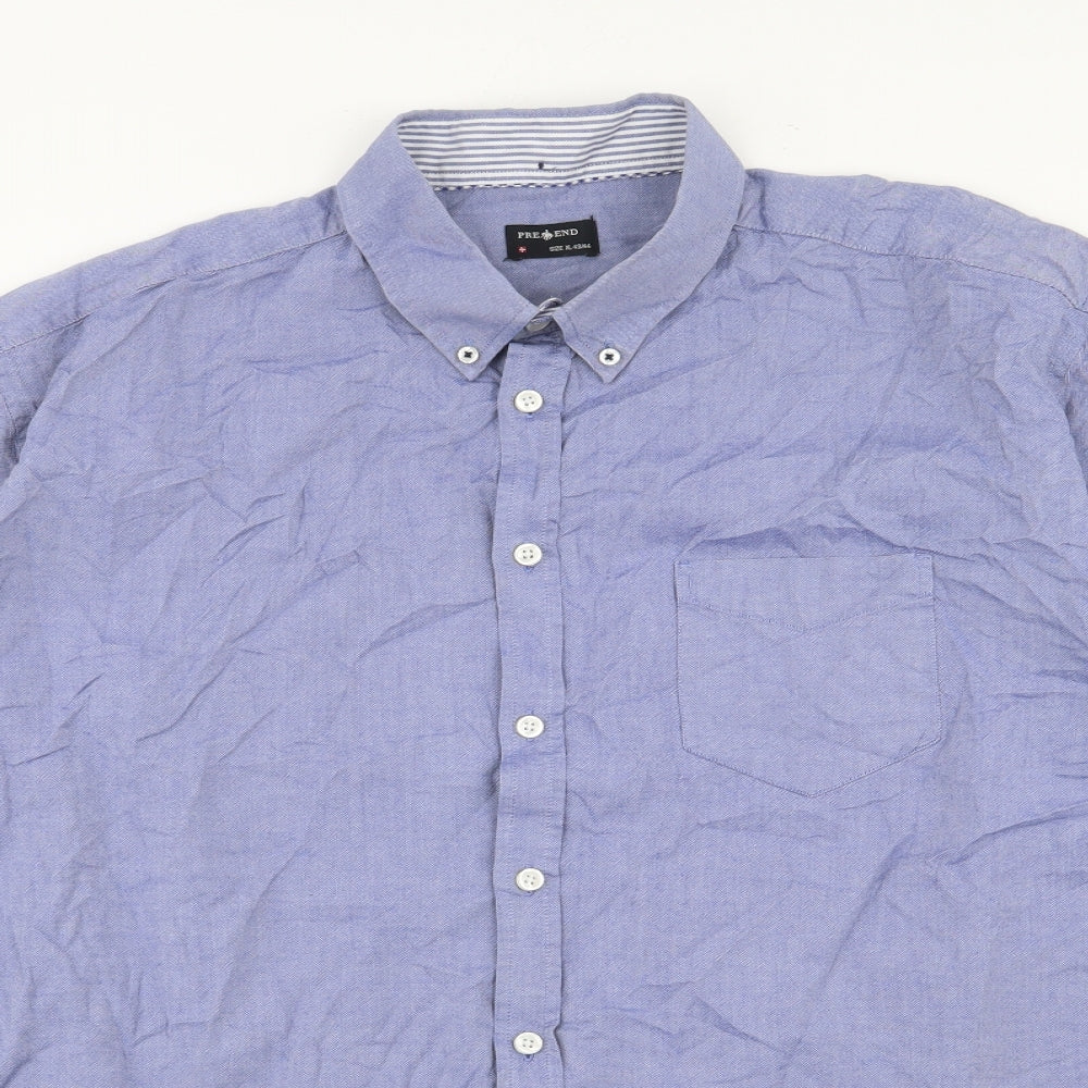Pre End Mens Black  Cotton  Button-Up Size XL Collared Button