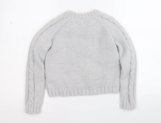 Primark Girls Grey Round Neck  Polyester Pullover Jumper Size 10-11 Years
