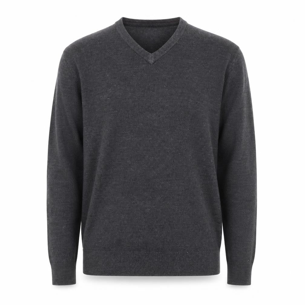 Easy  Mens Grey V-Neck  Acrylic Pullover Jumper Size XL