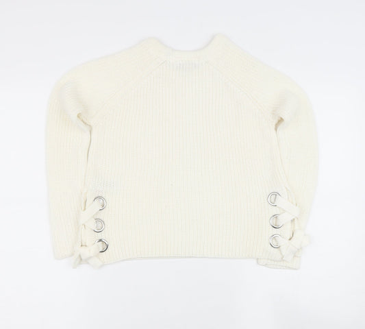 primar Girls Beige Round Neck  Acrylic Pullover Jumper Size 7-8 Years