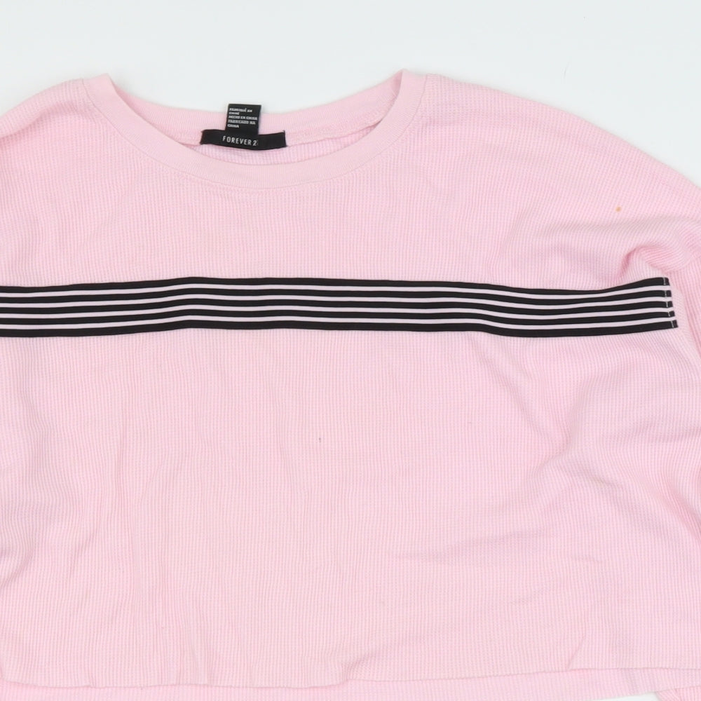 FOREVER 21 Womens Pink Round Neck  Cotton Pullover Jumper Size S