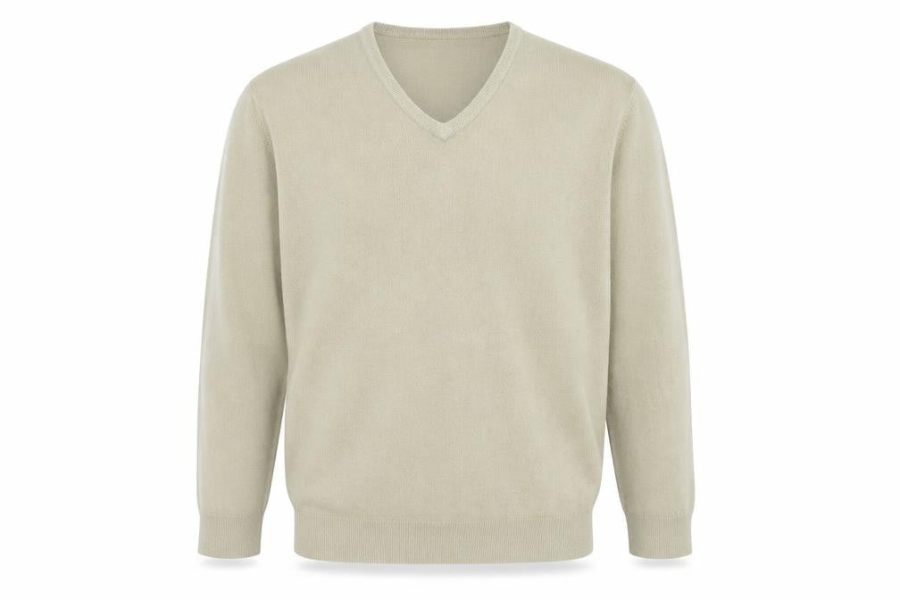 Marks and Spencer Mens Beige V-Neck  Acrylic Pullover Jumper Size XL