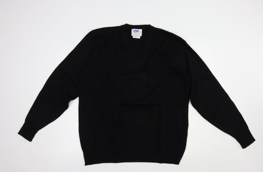 Direct Corporate Mens Black V-Neck  Acrylic Pullover Jumper Size XL