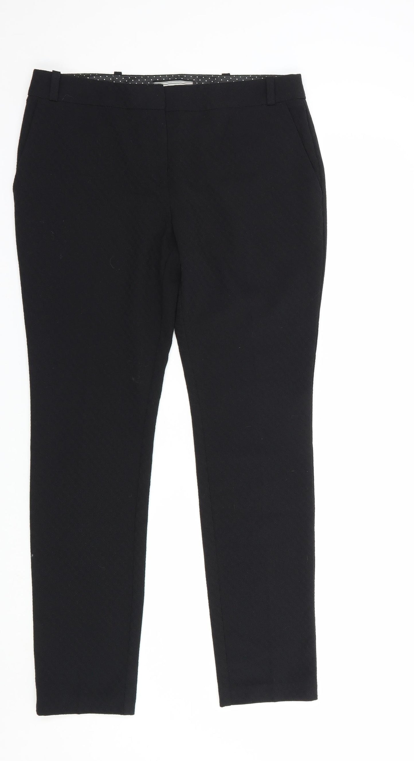 NEXT Womens Black  Polyester Dress Pants Trousers Size 10 L30 in Regular Hook & Loop