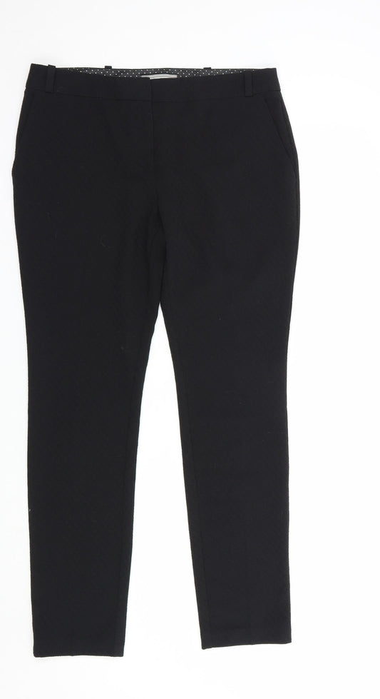 NEXT Womens Black  Polyester Dress Pants Trousers Size 10 L30 in Regular Hook & Loop