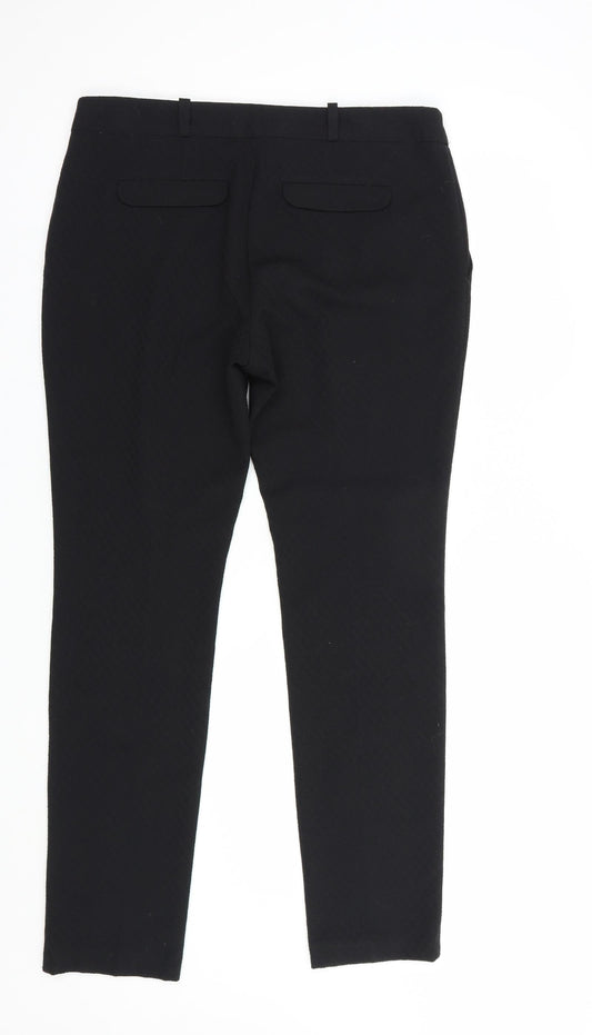 NEXT Womens Black  Polyester Dress Pants Trousers Size 10 L30 in Regular Hook & Loop
