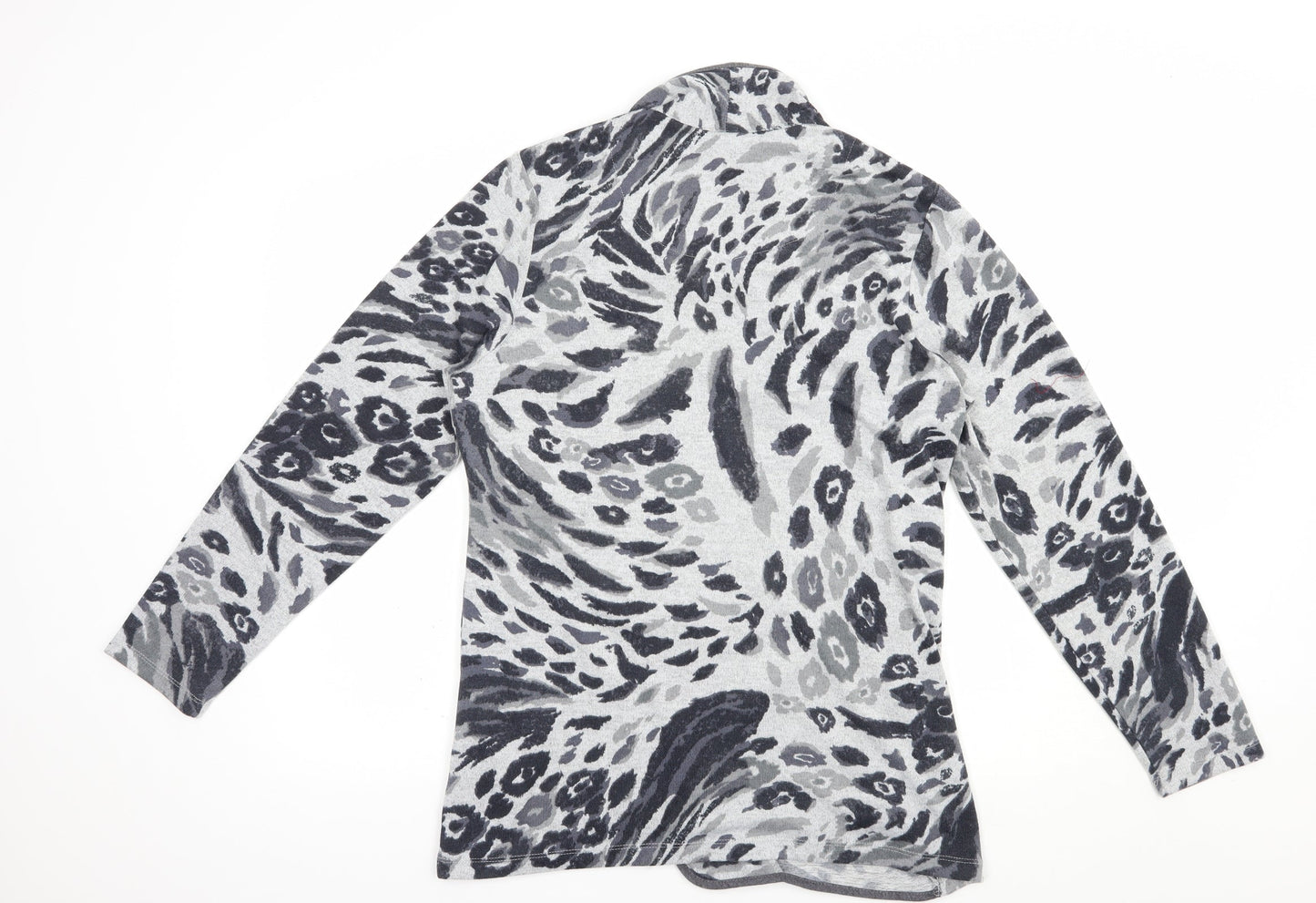 Tigi Womens Grey Boat Neck Animal Print Polyester Pullover Jumper Size 14