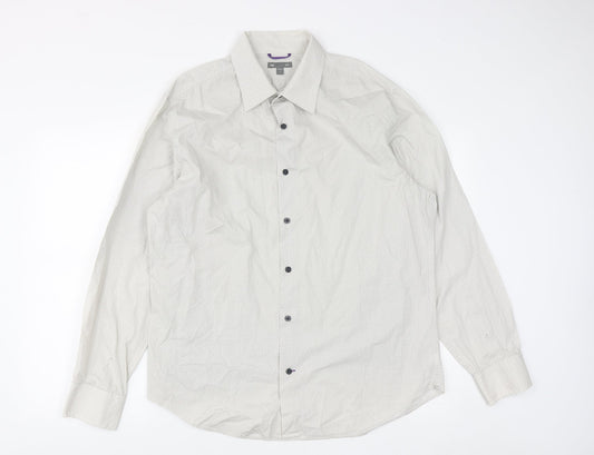 Gap  Mens Grey Geometric Cotton  Button-Up Size L Collared Button