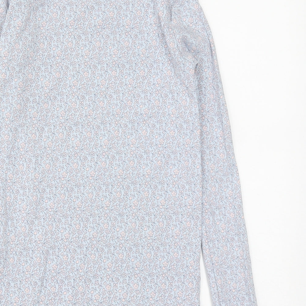 The Little White Company Girls Blue Floral Cotton Basic T-Shirt Size 9-10 Years Round Neck
