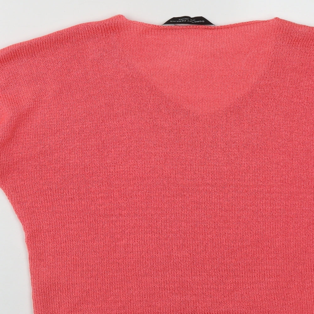 Dorothy Perkins Womens Pink V-Neck  Acrylic Pullover Jumper Size 12