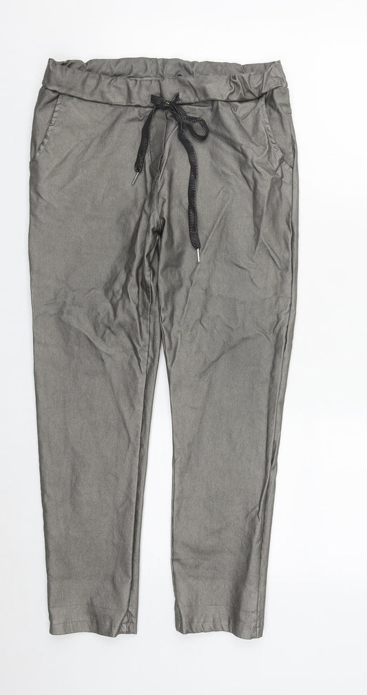Preworn Womens Silver  Viscose Sweatpants Trousers Size 28 in L26 in Regular Drawstring
