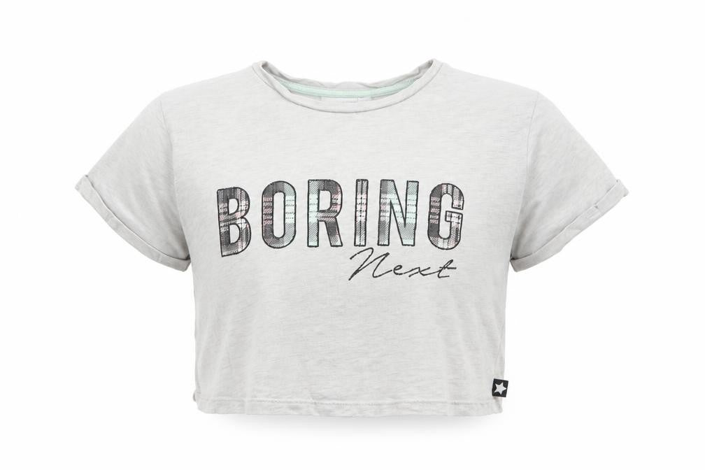 New Look Girls Grey  Cotton Cropped T-Shirt Size S Round Neck  - Boring Next