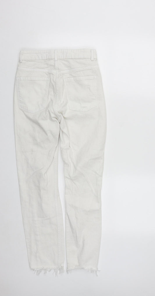 Demin&Co Womens White  Cotton Straight Jeans Size 4 L25 in Regular Zip