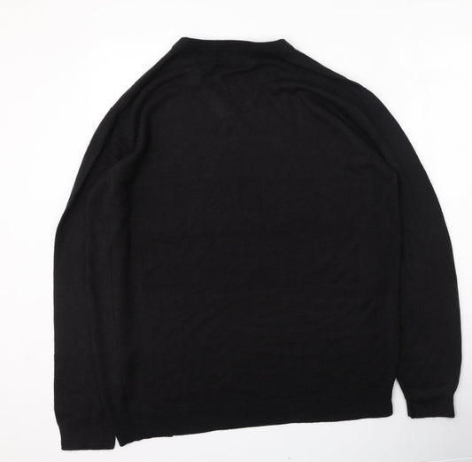 Bling Mens Black V-Neck  Polyester Pullover Jumper Size 2XL