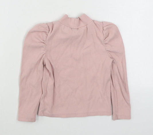 Gap Girls Pink High Neck  Cotton Pullover Jumper Size 4 Years  Pullover