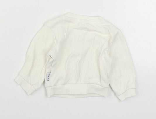 Baby Hi Girls White  Cotton Pullover Jumper Size 6-9 Months  Pullover