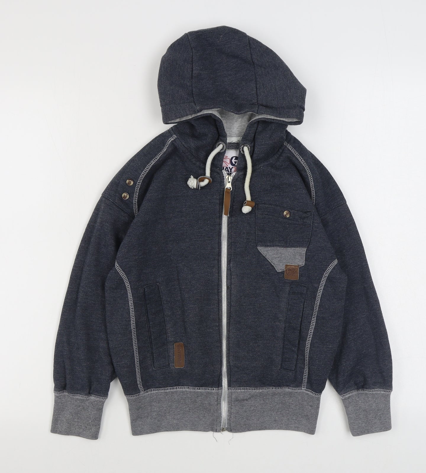 Hay Wire Boys Blue  Cotton Full Zip Hoodie Size 6-7 Years  Zip