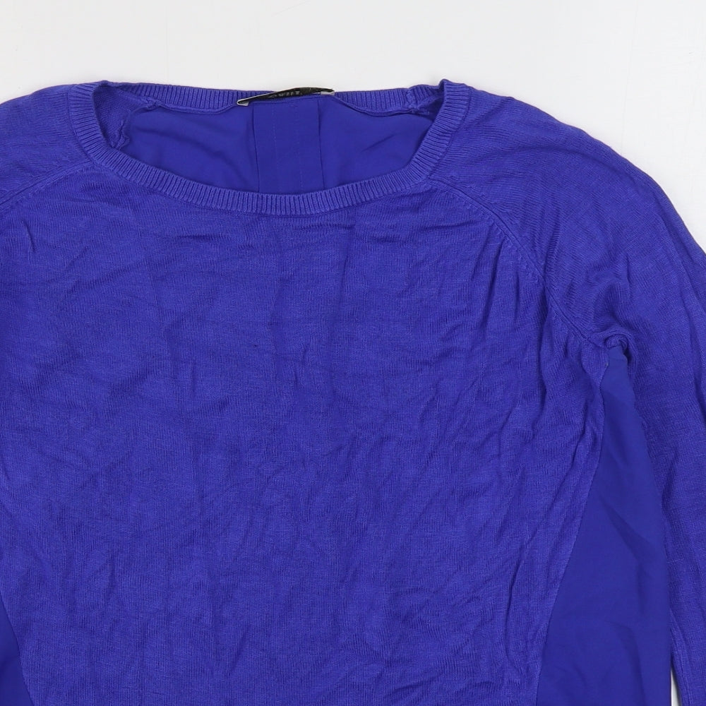 Oasis Womens Blue Boat Neck  Viscose Pullover Jumper Size S