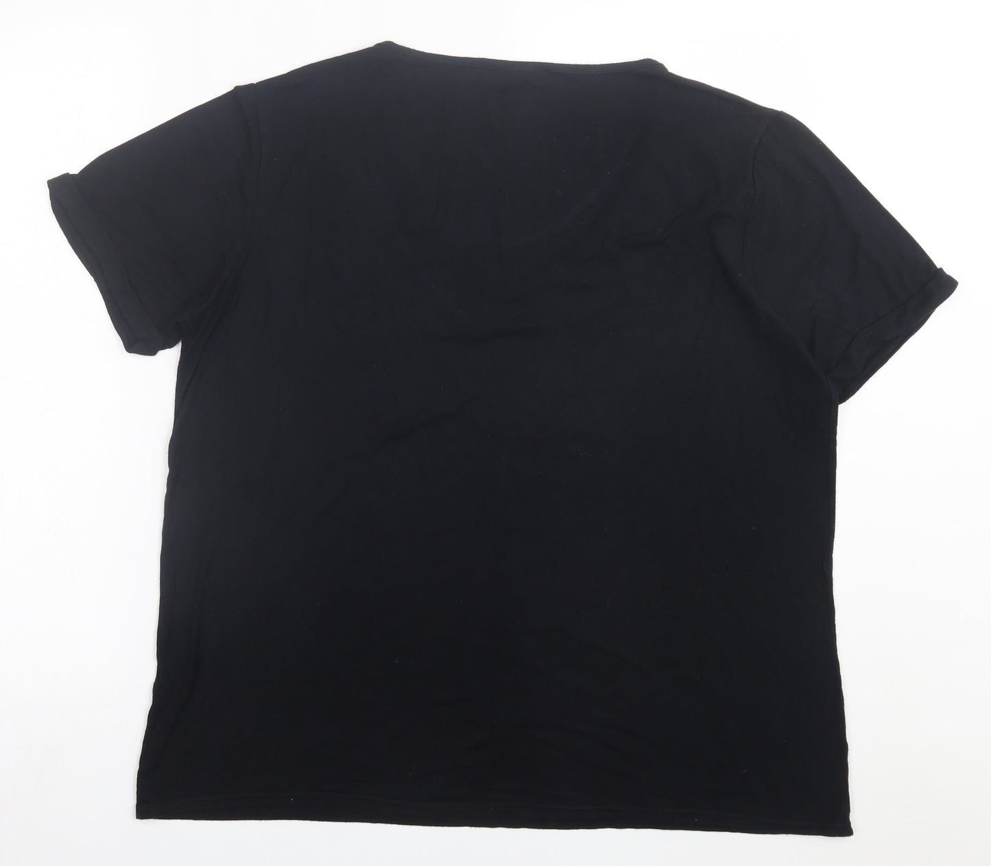 Missguided Womens Black  Viscose Basic T-Shirt Size 12 V-Neck