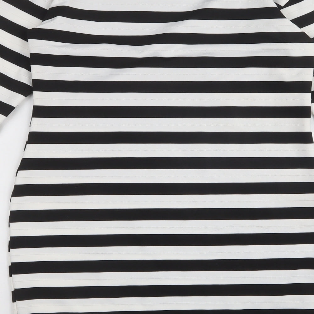 Exhibit  Womens White  Polyester A-Line  Size 10  Crew Neck