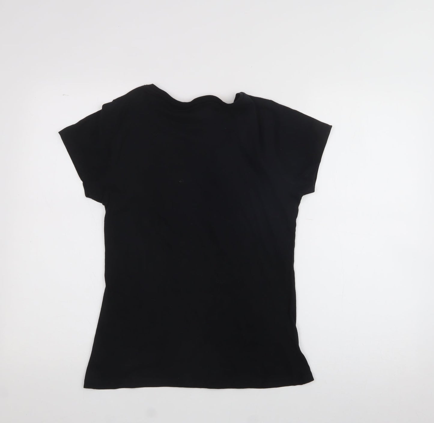 Pep & co  Womens Black  Cotton Basic T-Shirt Size 10 Crew Neck - Prosecco