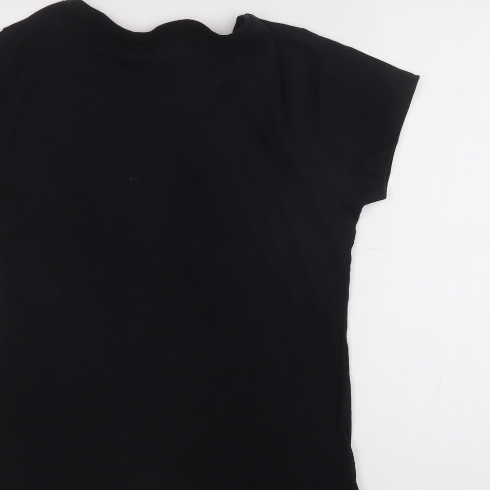 Pep & co  Womens Black  Cotton Basic T-Shirt Size 10 Crew Neck - Prosecco