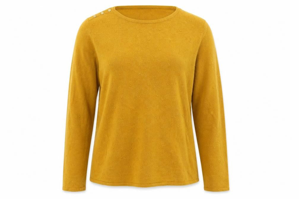 Bonmarché Womens Yellow Scoop Neck Acrylic Pullover Jumper Size 14
