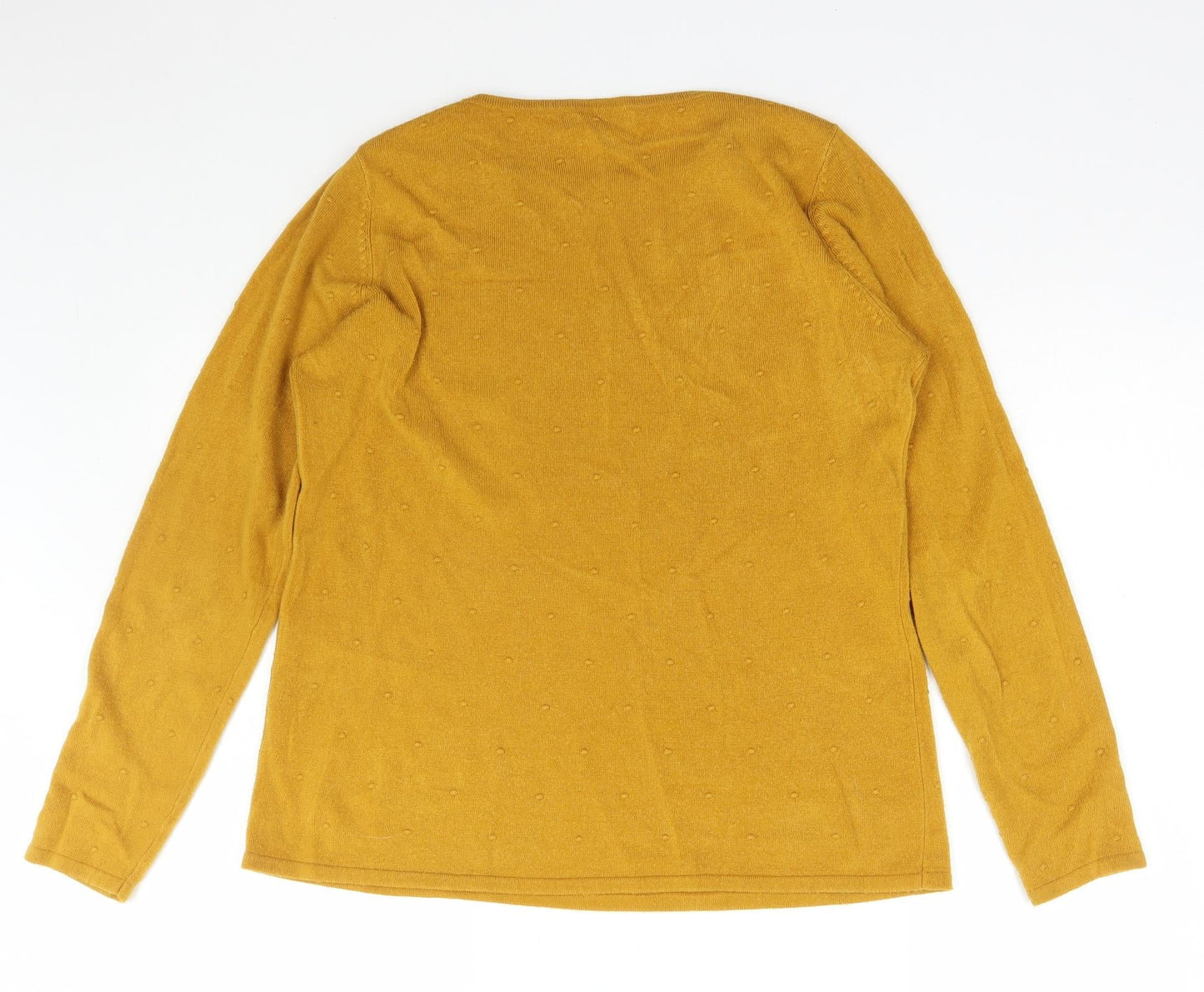 Bonmarché Womens Yellow Scoop Neck  Acrylic Pullover Jumper Size 14