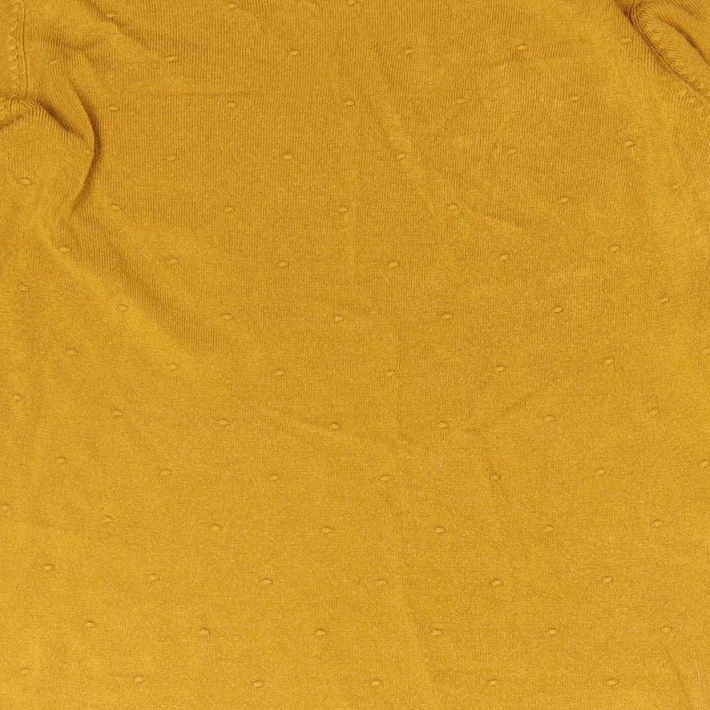Bonmarché Womens Yellow Scoop Neck  Acrylic Pullover Jumper Size 14