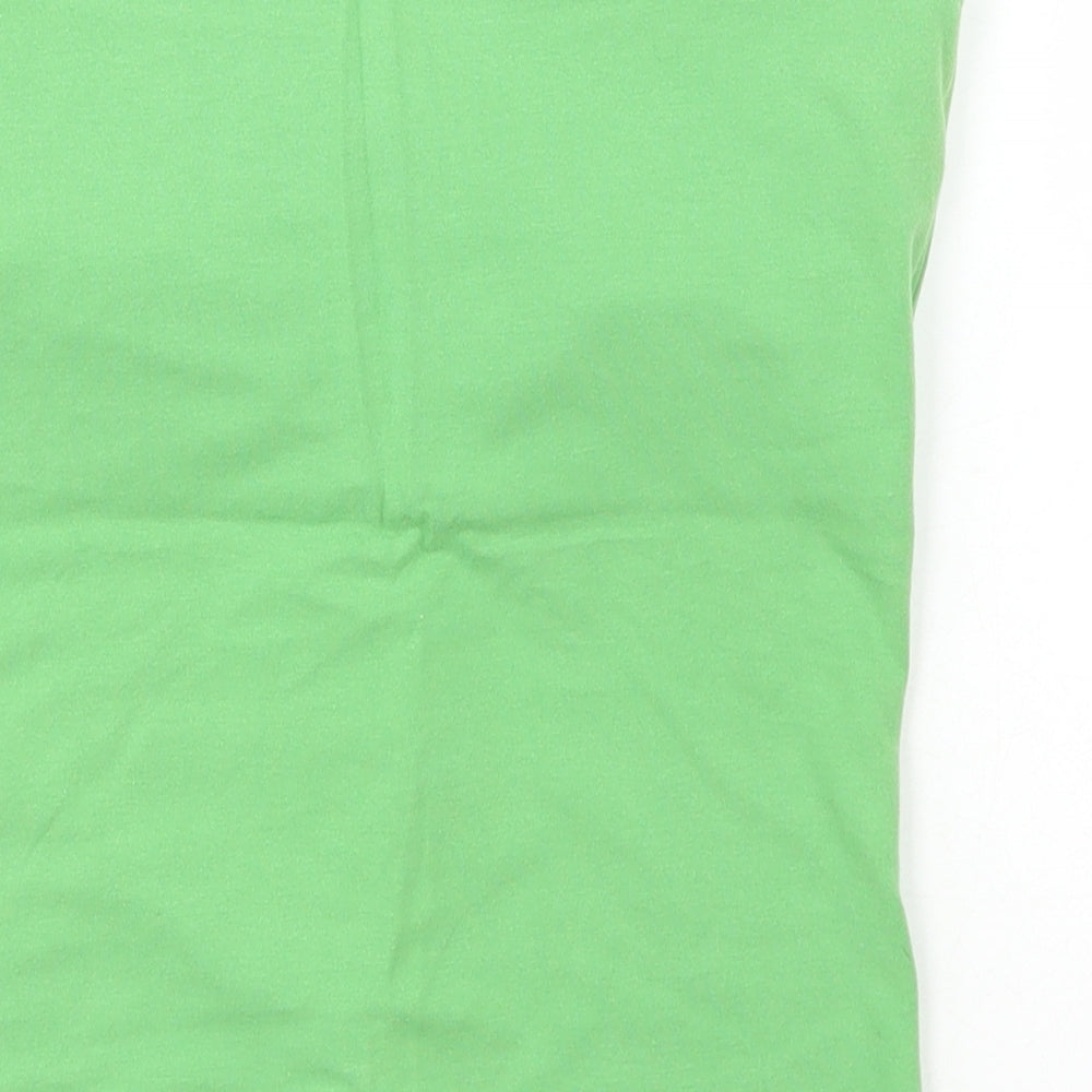 Topshop Womens Green  Cotton Basic T-Shirt Size 10 Off the Shoulder