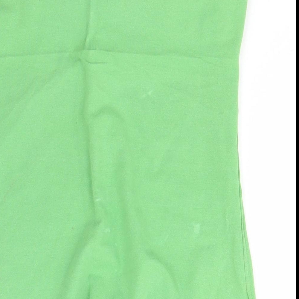 Topshop Womens Green  Cotton Basic T-Shirt Size 10 Off the Shoulder