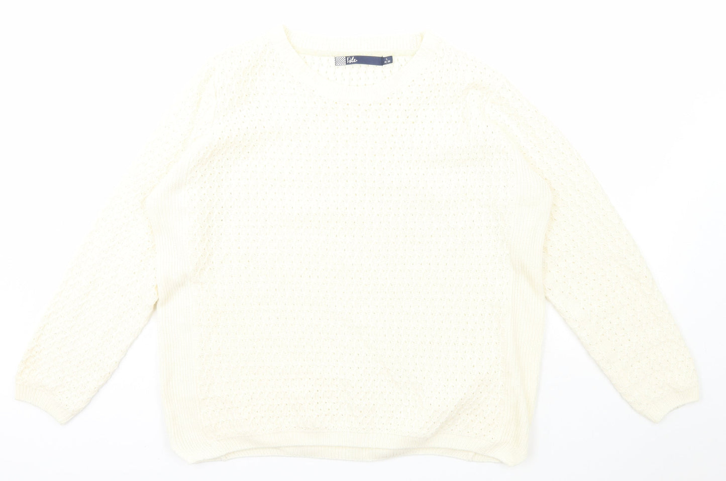 Ble Womens Ivory Scoop Neck  Acrylic Pullover Jumper Size L