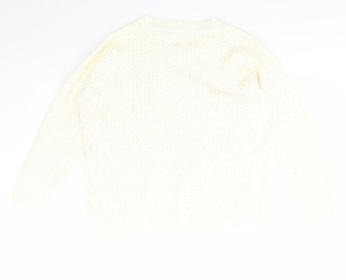 Ble Womens Ivory Scoop Neck  Acrylic Pullover Jumper Size L
