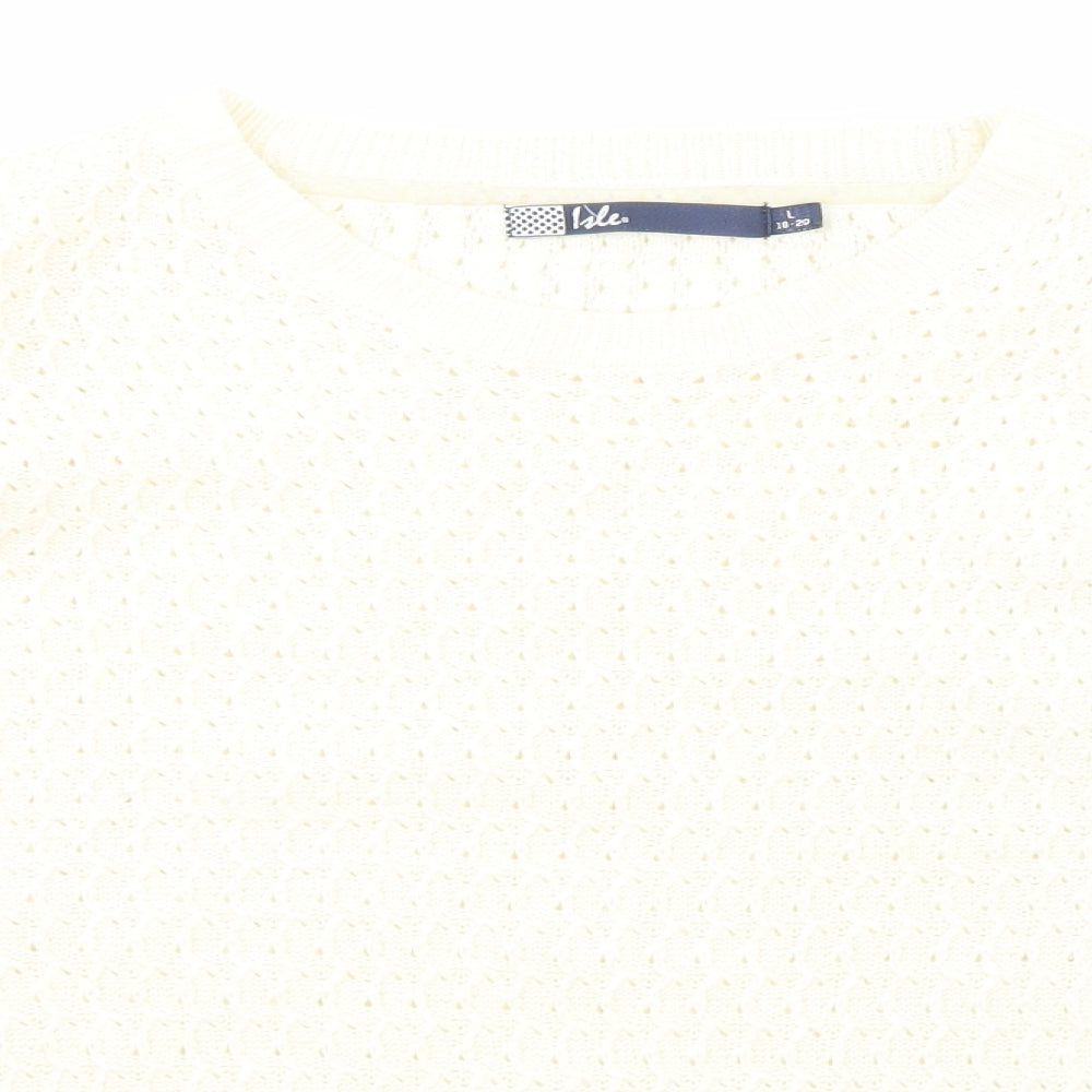 Ble Womens Ivory Scoop Neck  Acrylic Pullover Jumper Size L